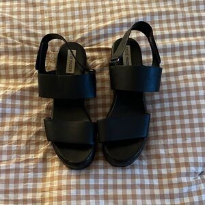 Steve Madden Black Wide-Strap Slingback Sandals